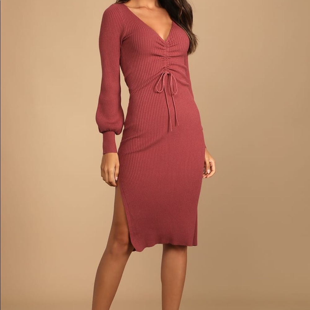 Lulu’s Rusty Rose sweater midi dress